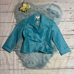 NWT Vintage Talbots Blue Satin Blazer Jacket sz 4